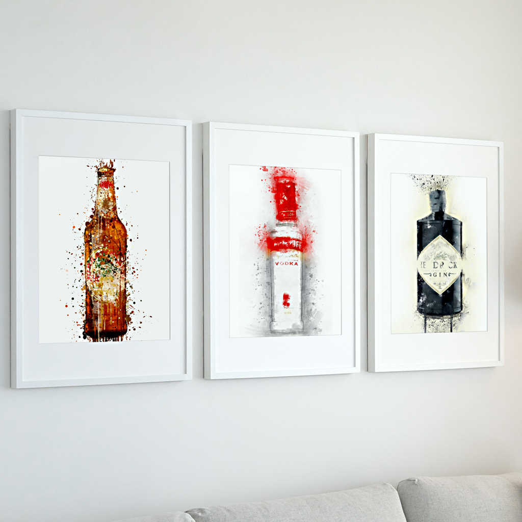 Woolly Mammoth Media Alcohol Bottles Wall Art Stylish Interior Wall Art Prints