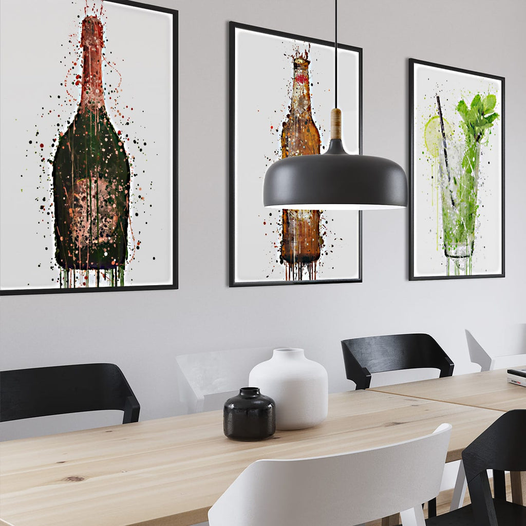 Alcohol bottle framed wall art prints 