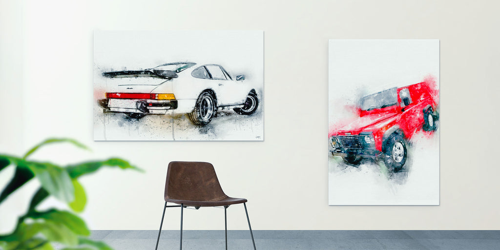 Car and classic car canvas wall art print