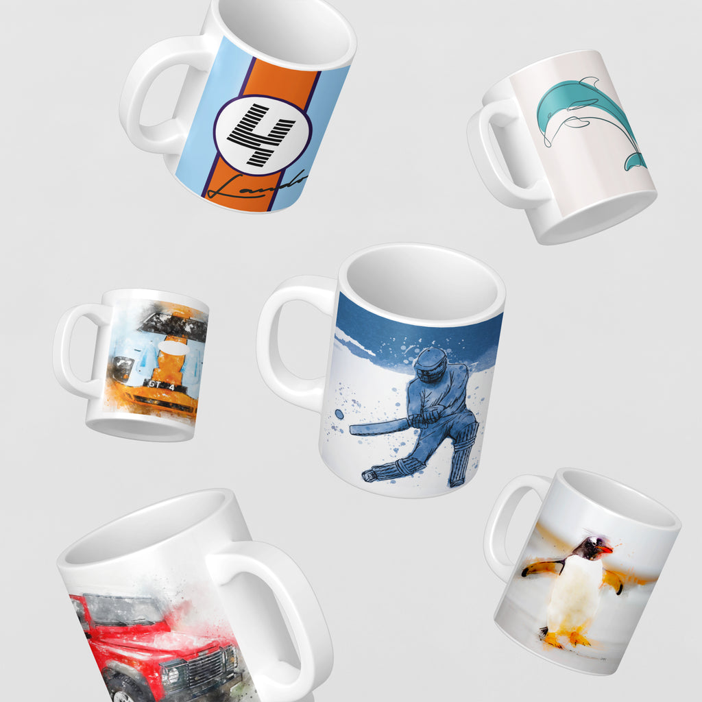 Artistic coffee mugs. Mug gifts. Cars, animals, F1