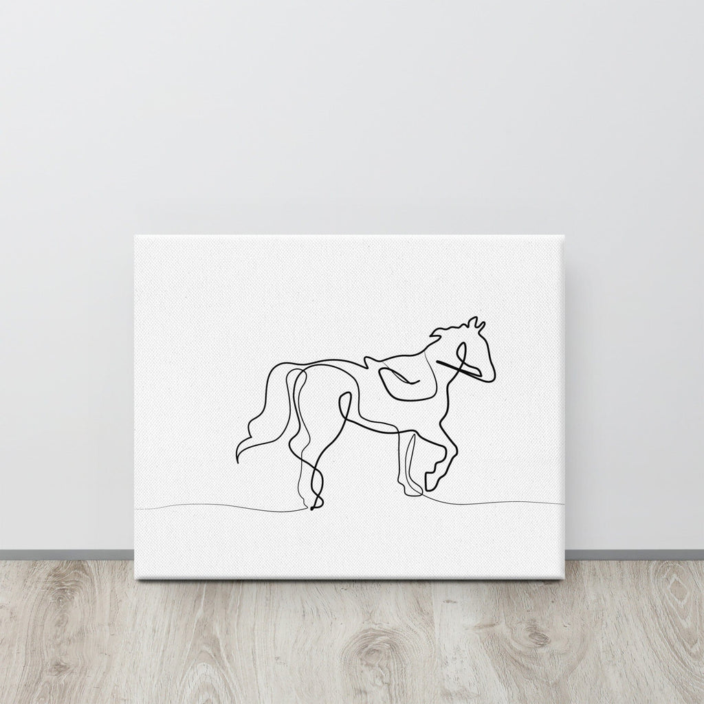 Woolly Mammoth Media Animal Line Art 30x20" Canvas Minimalist Horse Line Art Print
