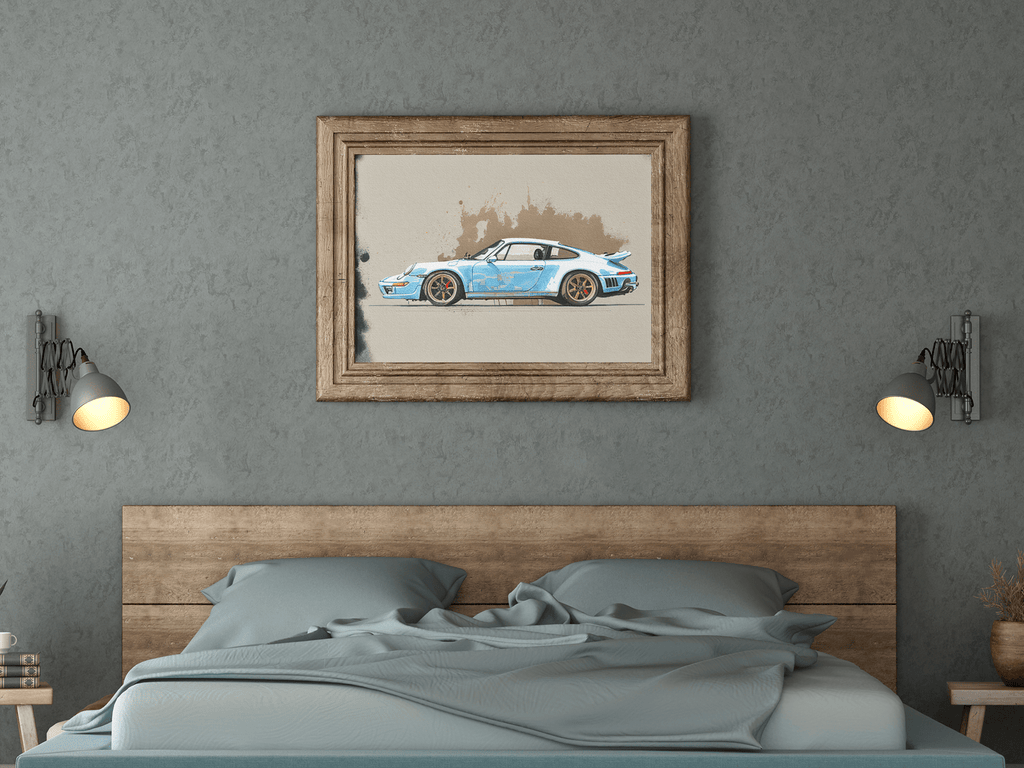 Woolly Mammoth Media Cars Blue 911 SuperCar Wall Art Print
