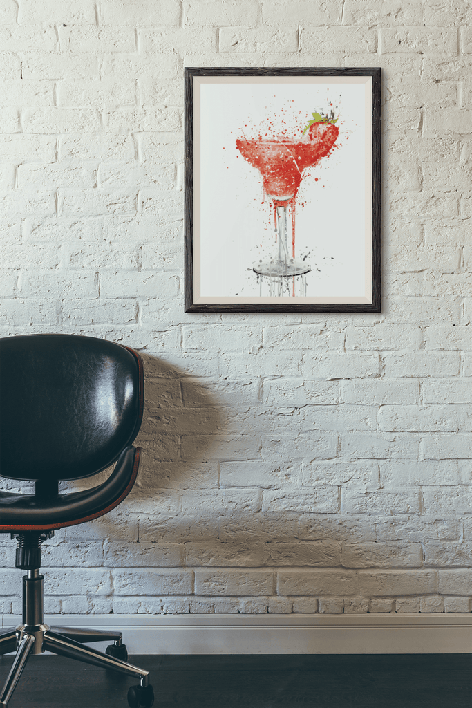 Woolly Mammoth Media Cocktails Strawberry Daiquiri Cocktail Wall Art Print
