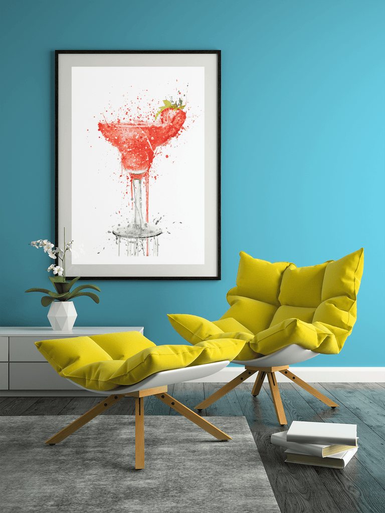 Woolly Mammoth Media Cocktails Strawberry Daiquiri Cocktail Wall Art Print