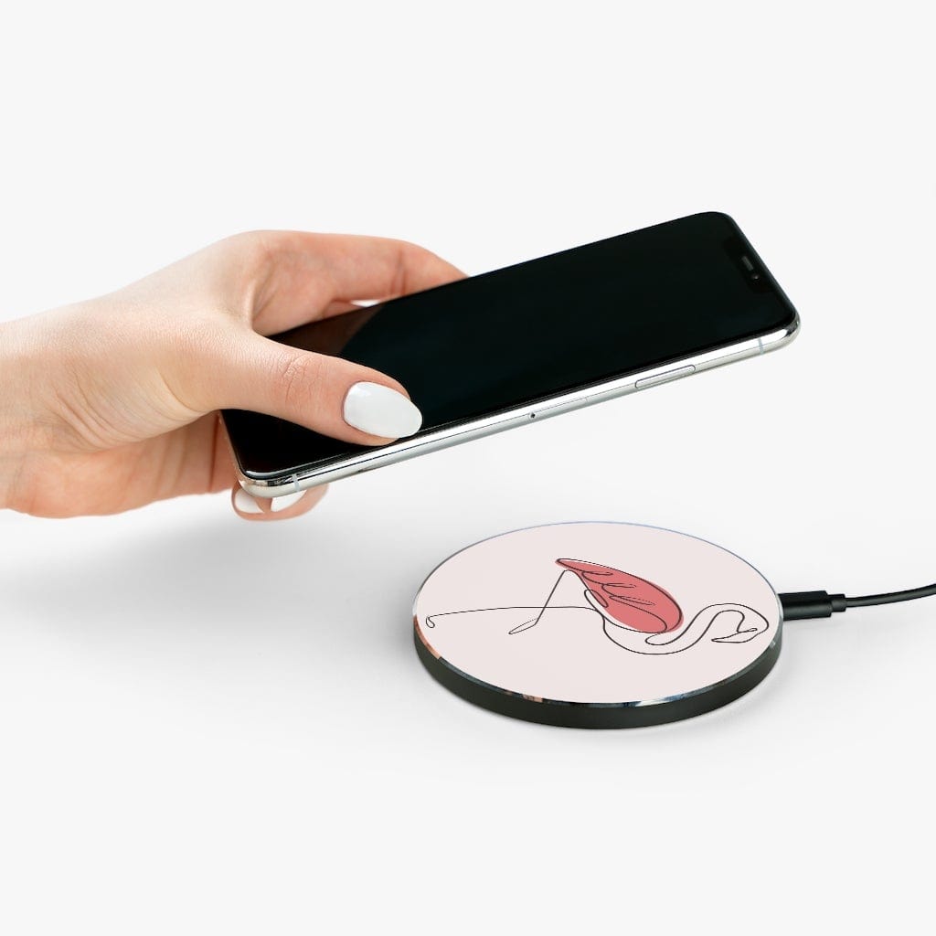 Flamingo Line Art Wireless Charger freeshipping - Woolly Mammoth Media