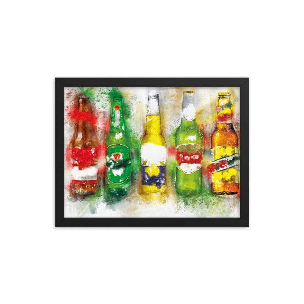 Woolly Mammoth Media 12″×16″ 5 Beer Bottles Wall Art Print
