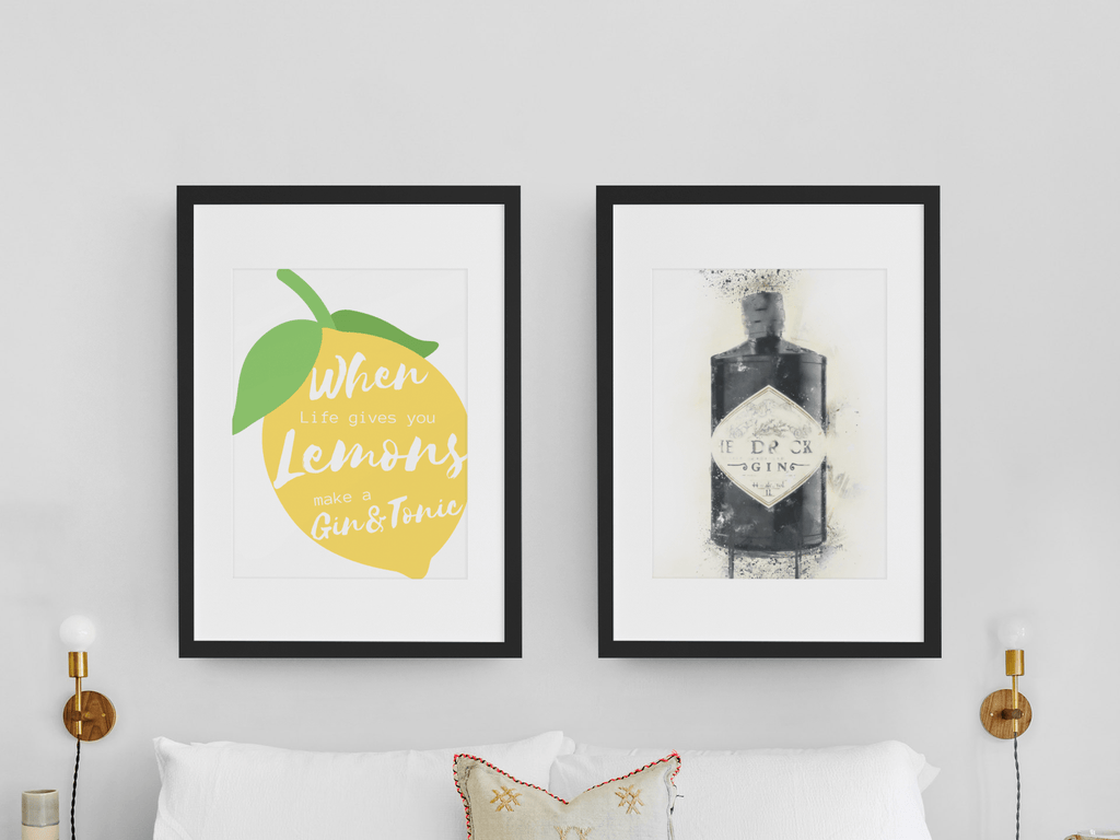 Life Gives you Lemons Make Gin set of 2 wall art prints freeshipping - Woolly Mammoth Media