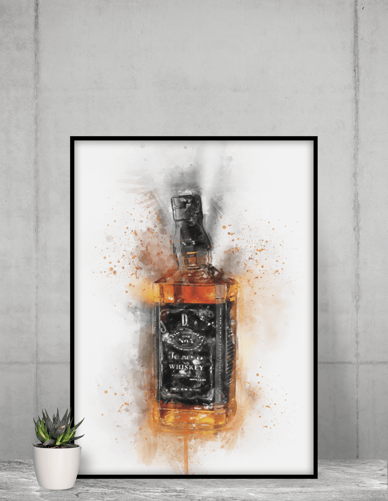 Woolly Mammoth Media 16x12" Framed Print Whisky Bourbon Bottle Wall Art Print