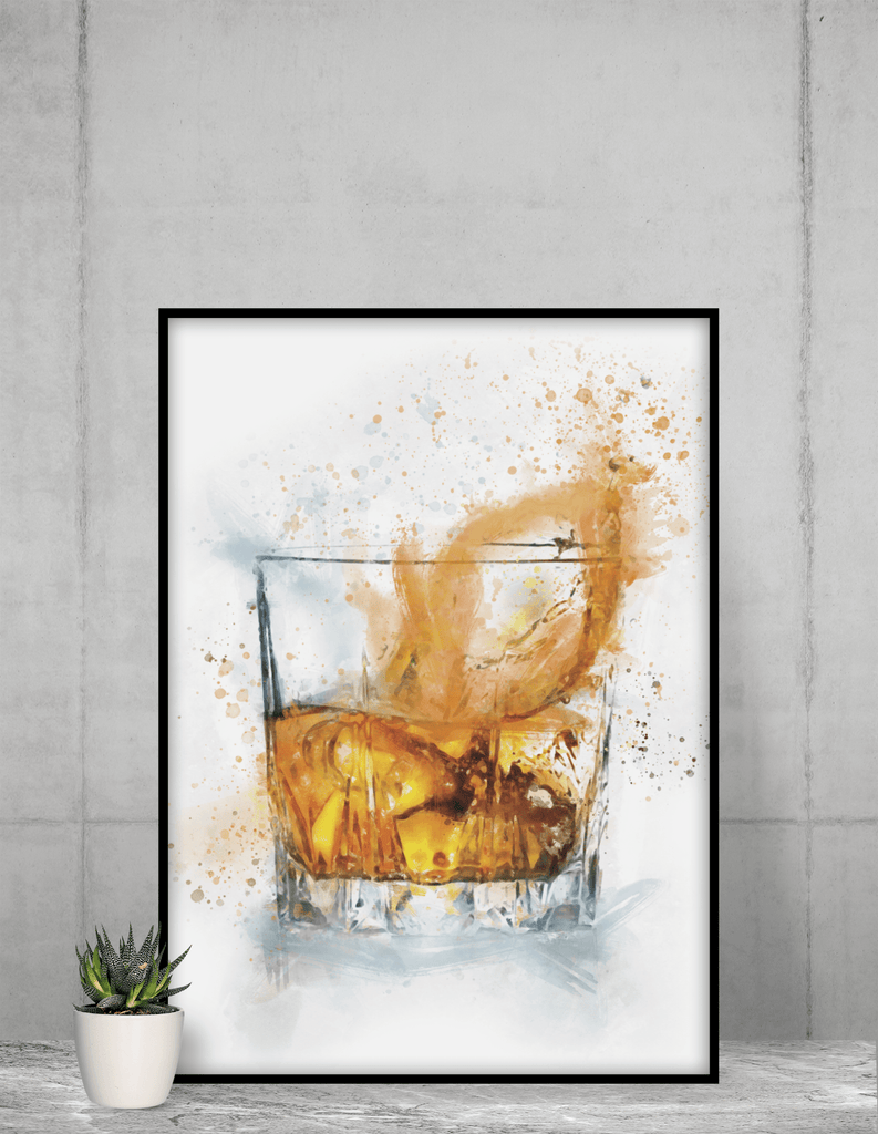 Woolly Mammoth Media 16x12" Framed Print Whisky Glass Wall Art Print