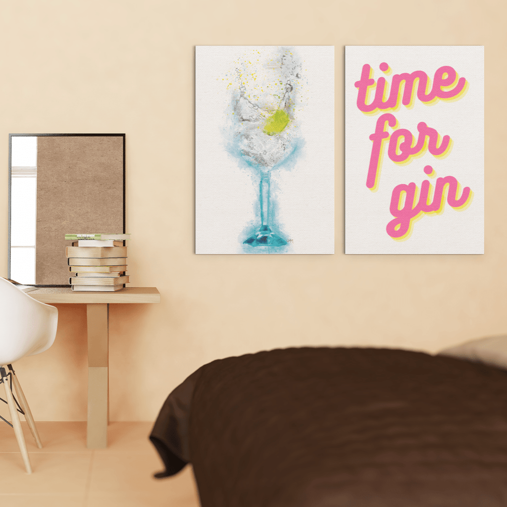 Time for Gin set of 2 Wall Art Prints freeshipping - Woolly Mammoth Media