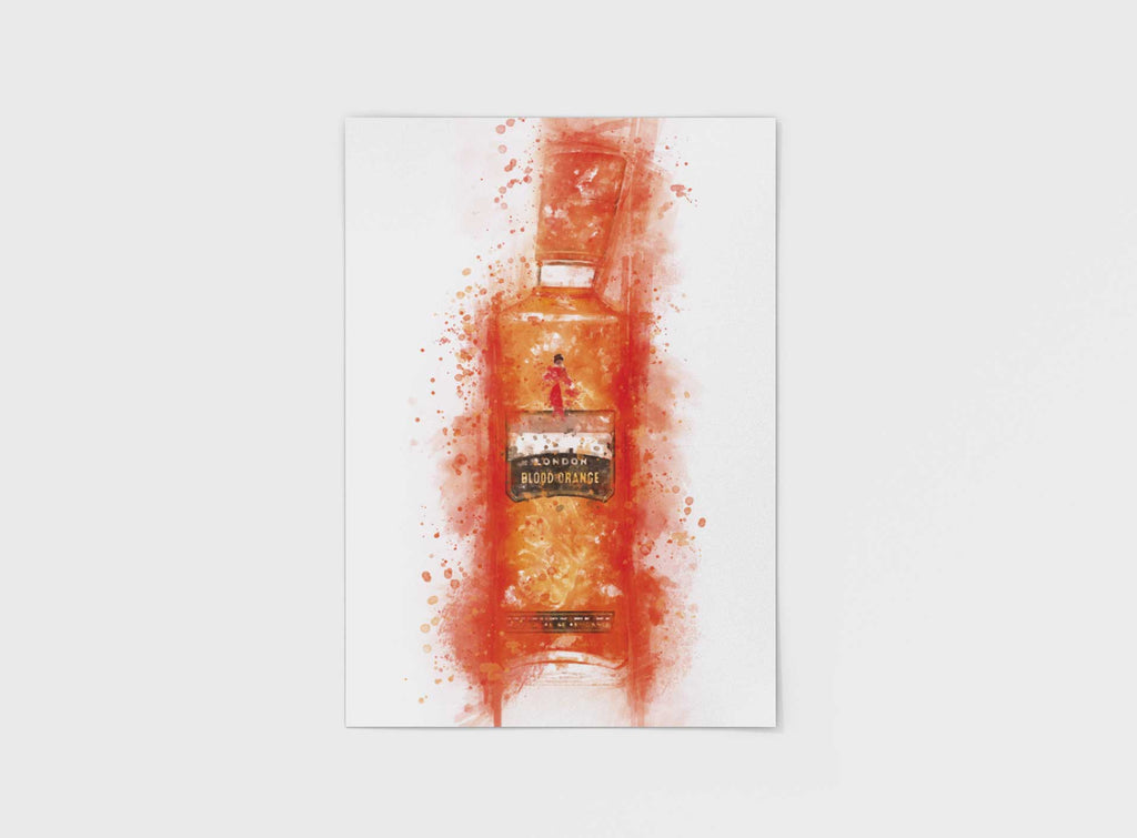 Woolly Mammoth Media 16x12" Print Only - No Frame Blood Orange Gin Bottle Splatter Wall Art Print
