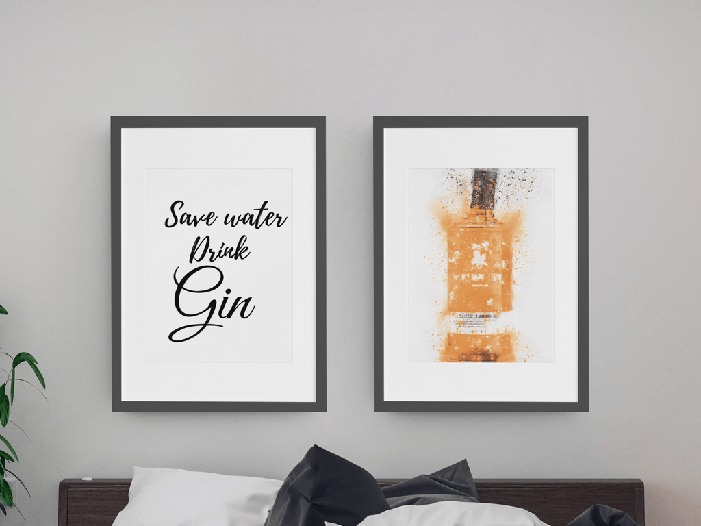 Save Water Drink Gin set of 2 wall art prints freeshipping - Woolly Mammoth Media