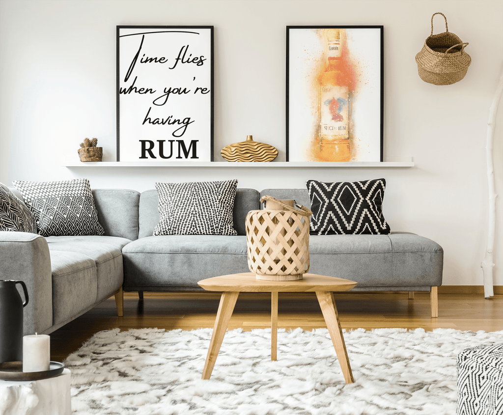 Time Flies when you're having rum set of 2 wall art prints - Woolly Mammoth Media