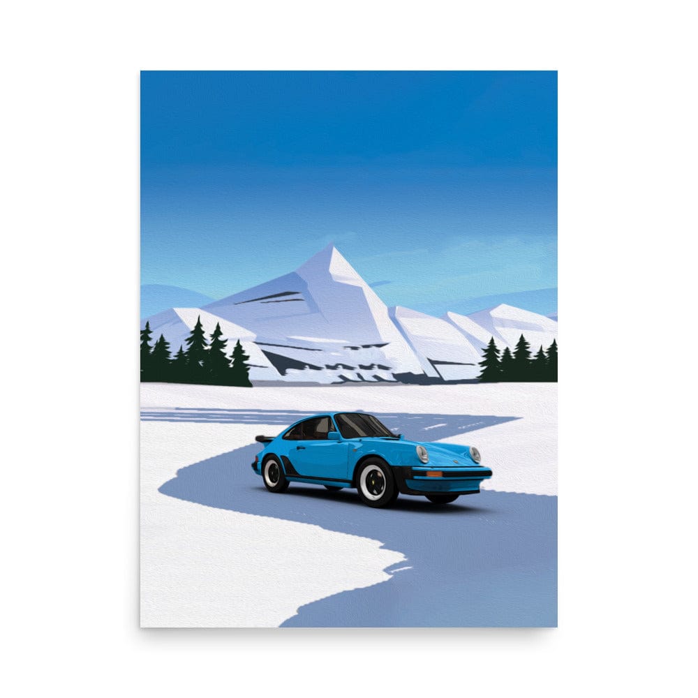 Woolly Mammoth Media 18″×24″ Porsche 911 Mountain Illustration Wall Art