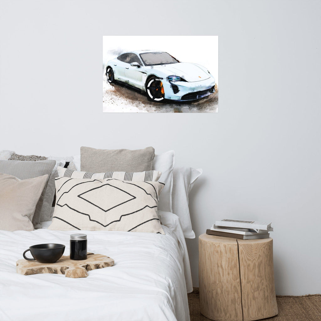 Woolly Mammoth Media 24″×36″ Porsche Taycan Wall Art Print