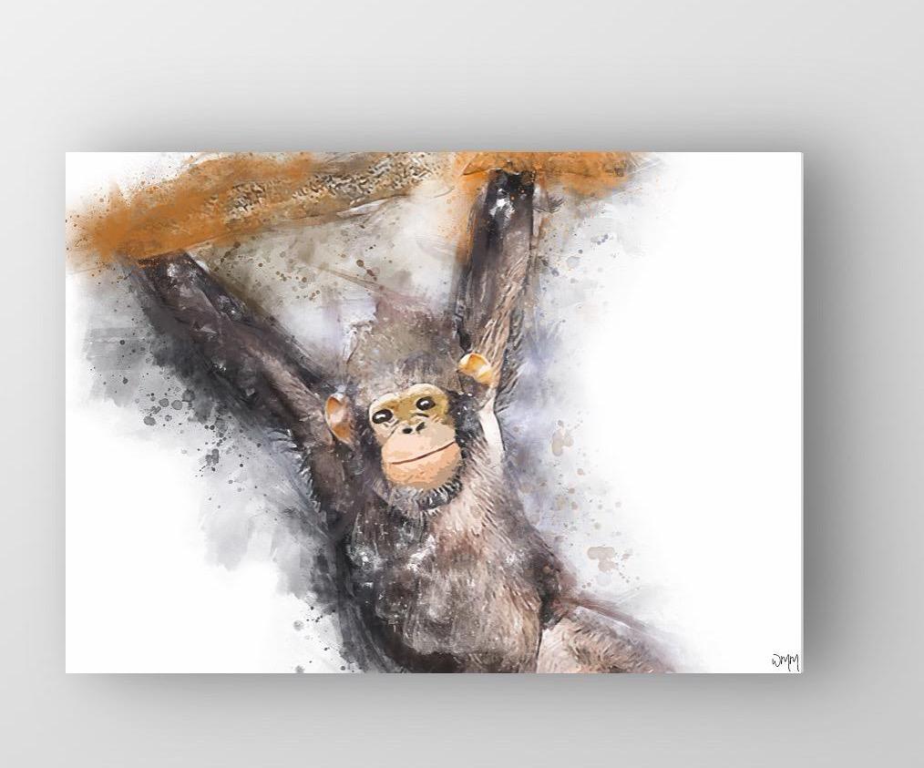 Charlie Chimp Wall Art Print freeshipping - Woolly Mammoth Media