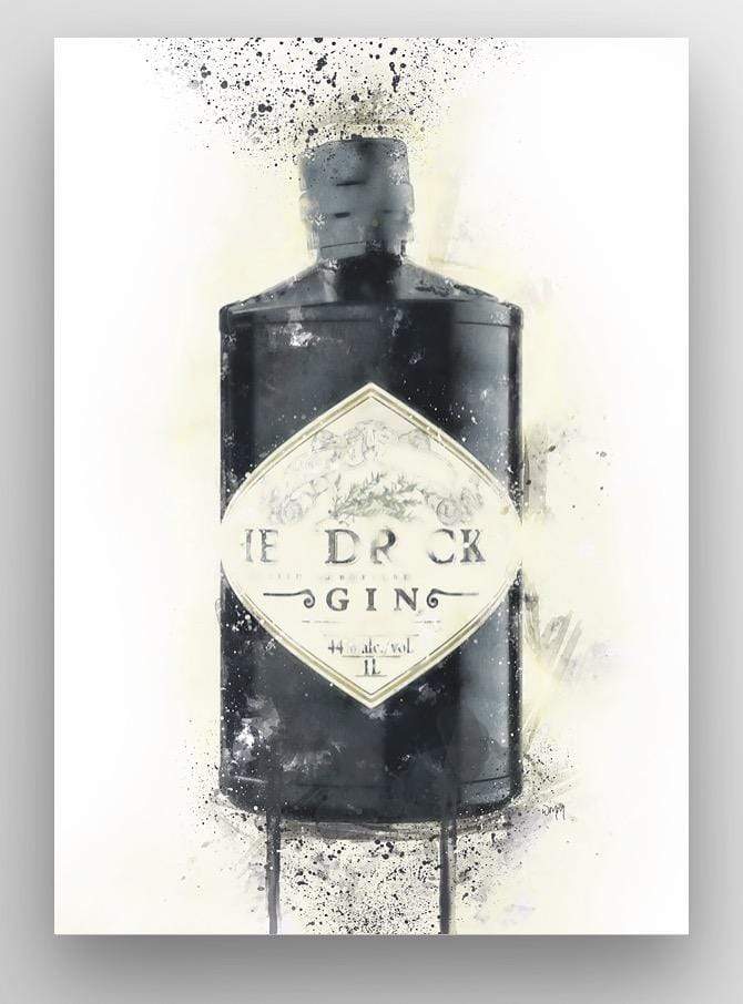 Gin Bottle Large Canvas Wall Art Prints Splatter Black Bottle - Wall art canvas prints UK