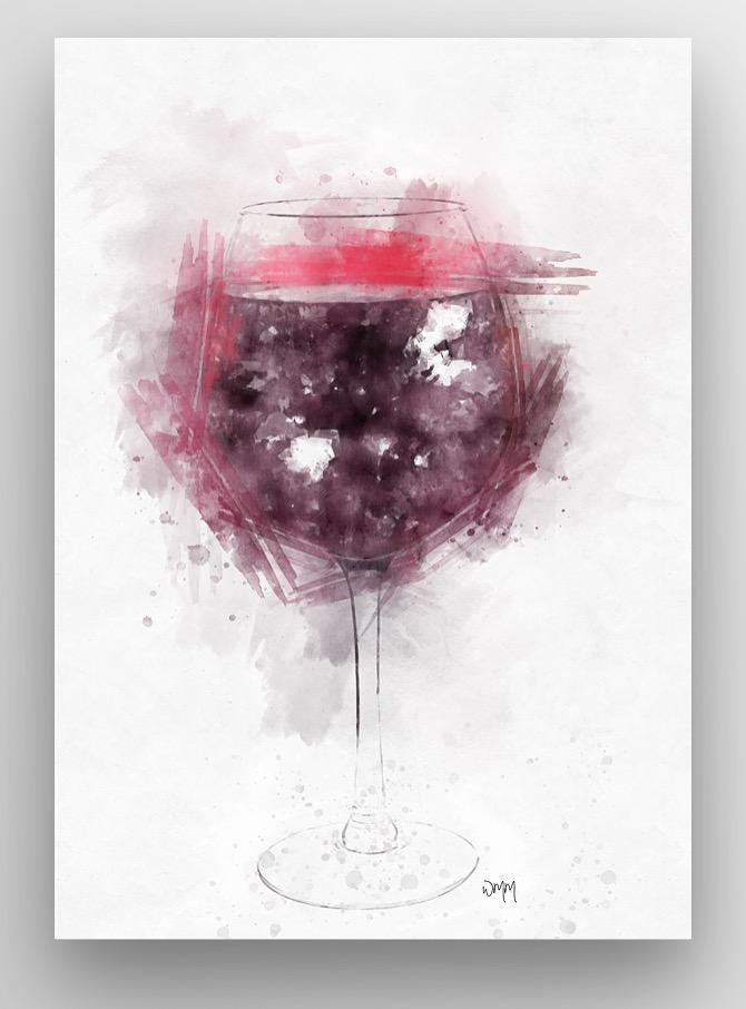 Red Wine Glass Wall Art Print freeshipping - Woolly Mammoth Media