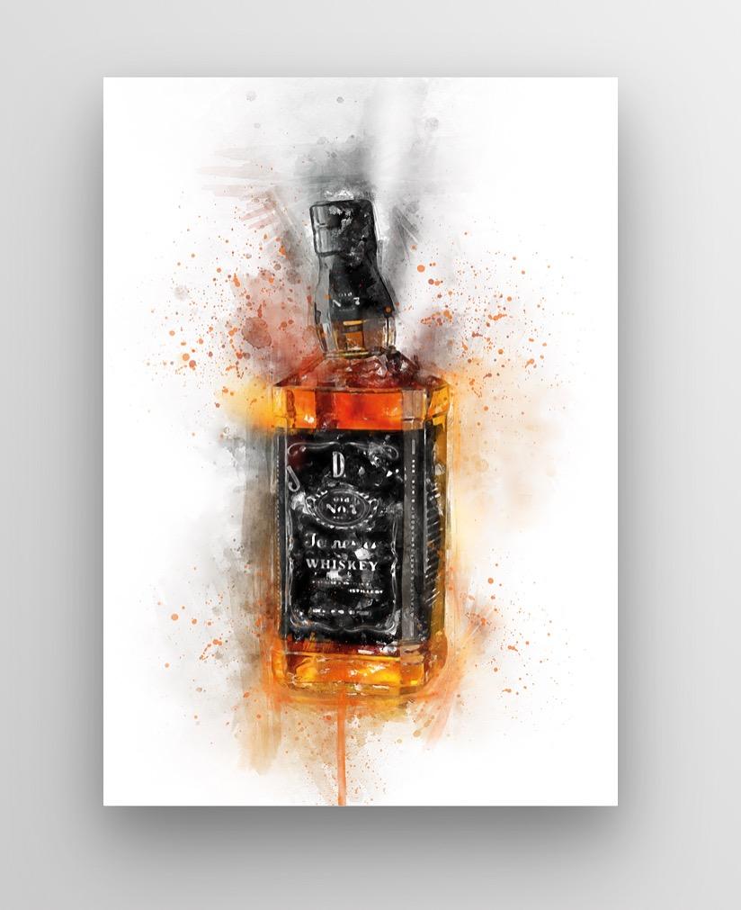Whisky Bourbon Bottle Wall Art Print freeshipping - Woolly Mammoth Media