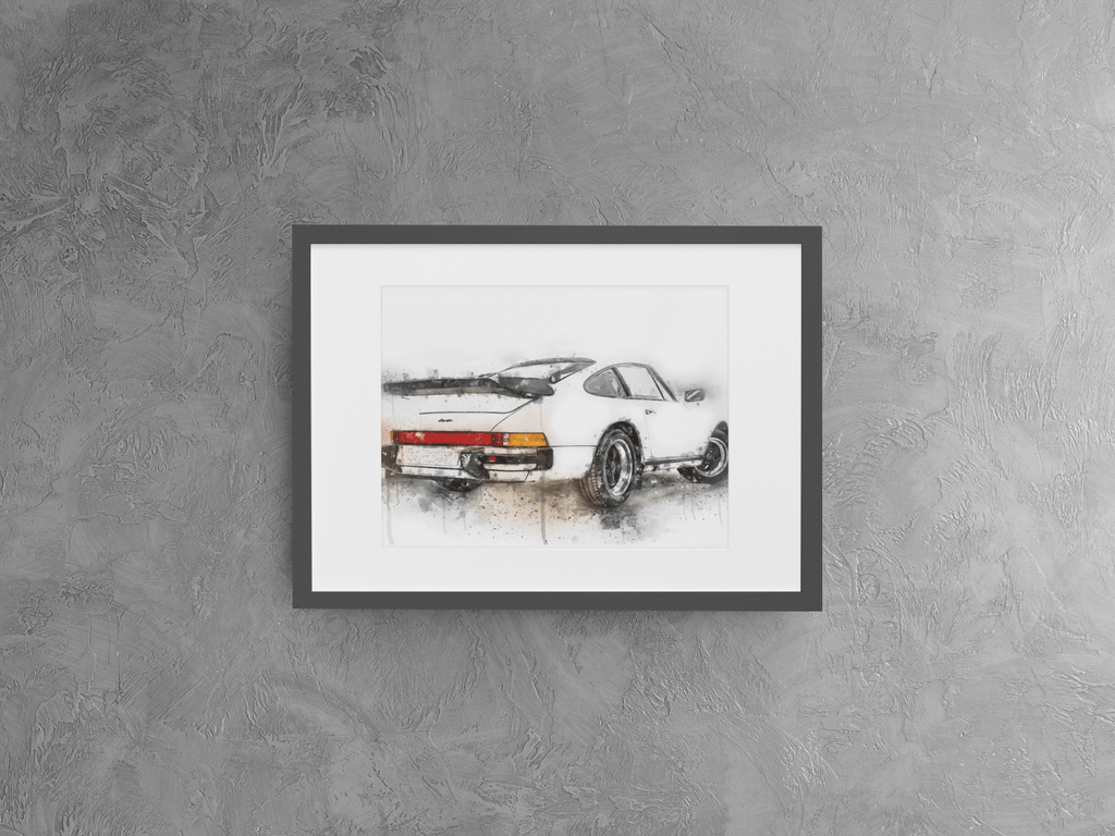 911 Turbo White Classic Car Wall Art Print freeshipping - Woolly Mammoth Media
