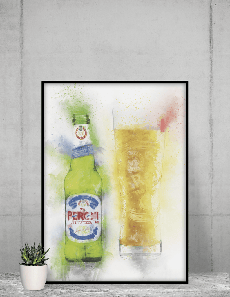 Woolly Mammoth Media Alcohol Bottles 16x12" Framed Print Beer Bottle Wall Art Print
