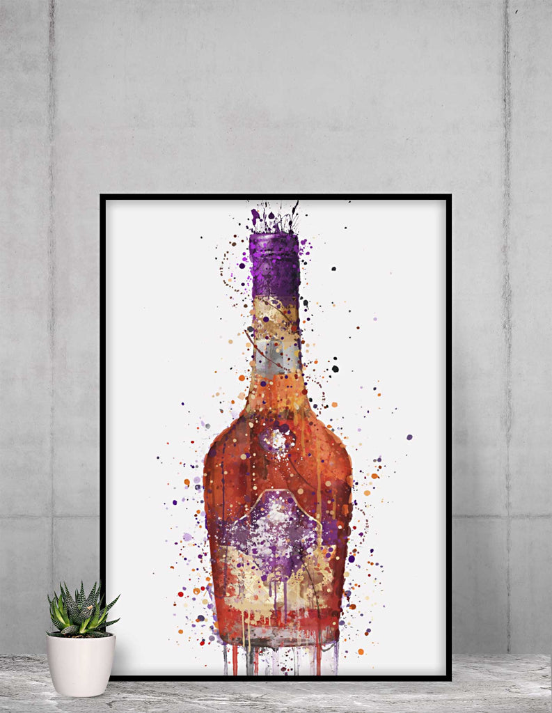 Woolly Mammoth Media Alcohol Bottles 16x12" Framed Print Brandy Bottle Wall Art Print