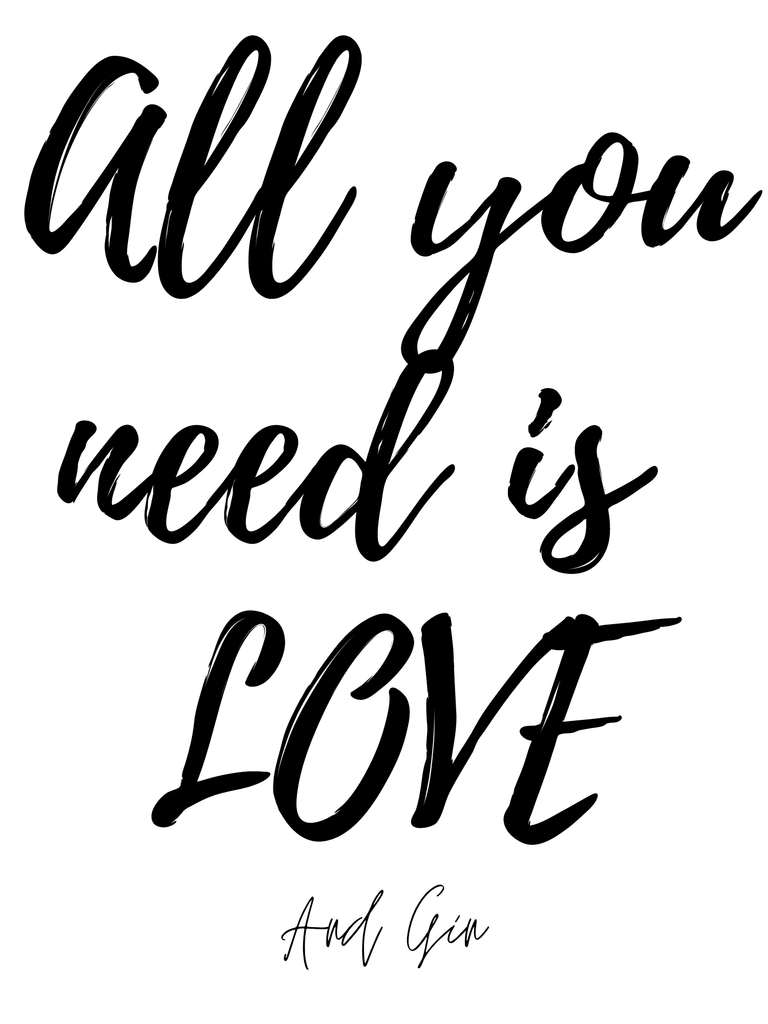 All you need is love and Gin set of 2 wall art prints freeshipping - Woolly Mammoth Media