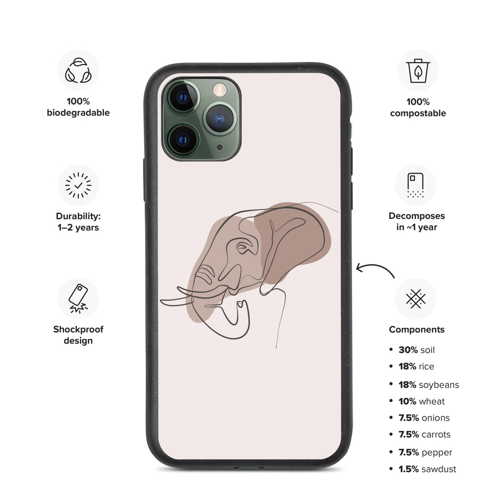 Woolly Mammoth Media Animal Line Art Elephant Line Art Biodegradable phone case cover