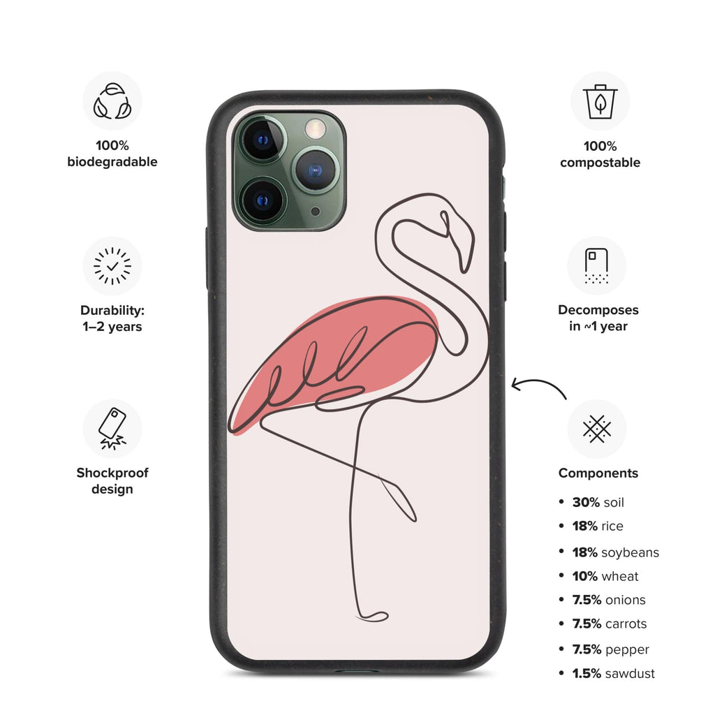 Woolly Mammoth Media Animal Line Art Flamingo Line Art Biodegradable phone case cover
