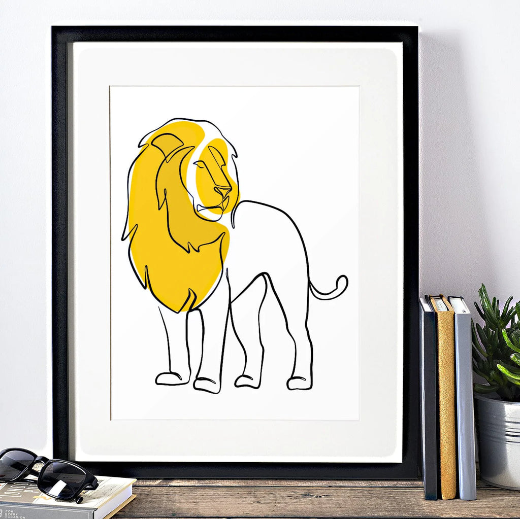 Woolly Mammoth Media Animal Line Art Lion Line Art Drawing Print