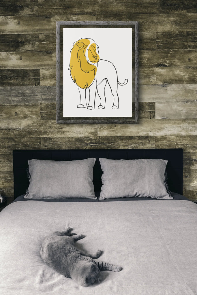 Woolly Mammoth Media Animal Line Art Lion Line Art Drawing Print