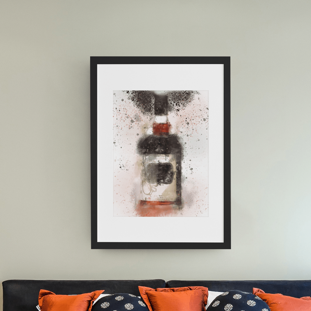 Black Rum Bottle Wall Art Print freeshipping - Woolly Mammoth Media
