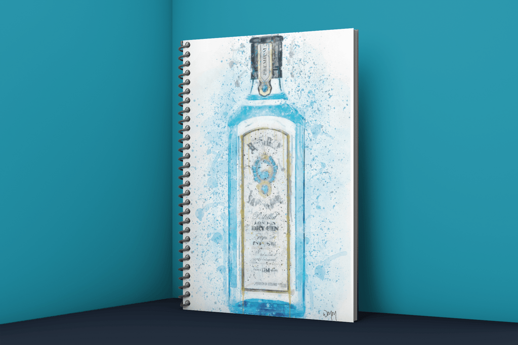 Bombay Blue Gin Bottle Notebook freeshipping - Woolly Mammoth Media