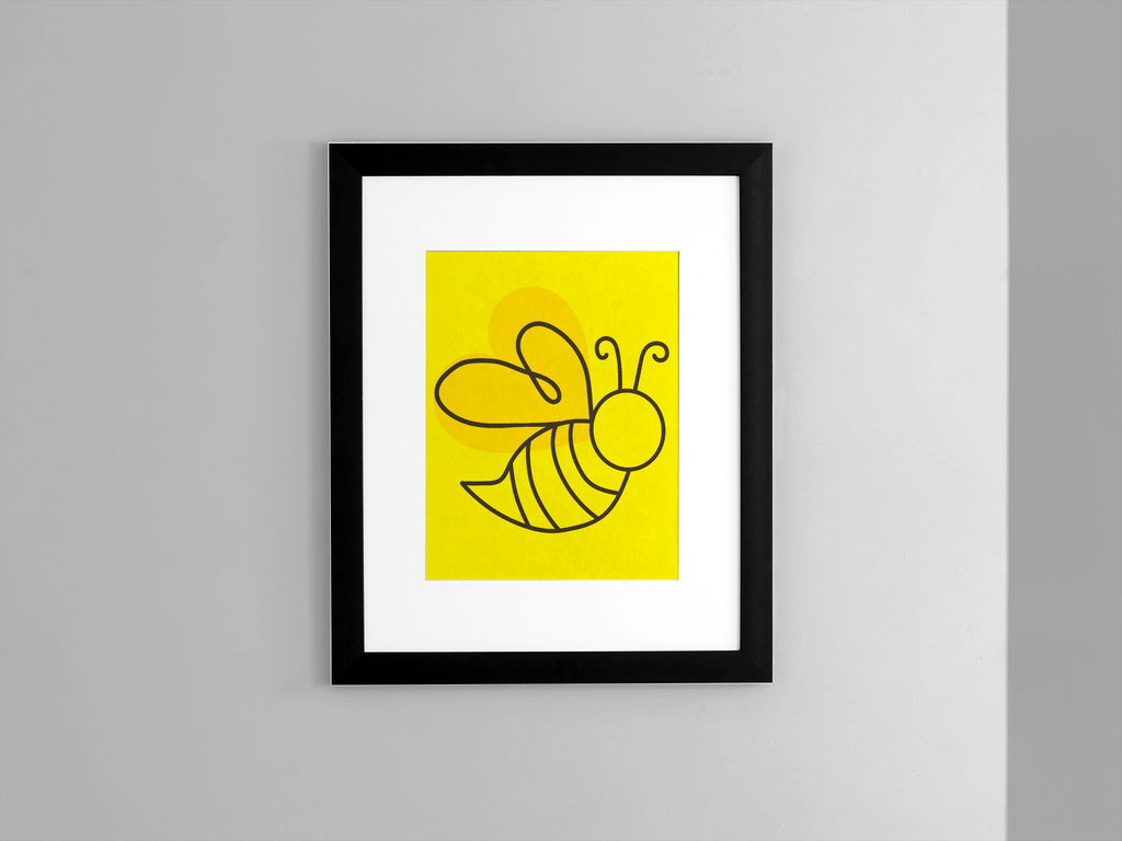 Bumble Bee Line Art Print minimalist drawing - Woolly Mammoth Media