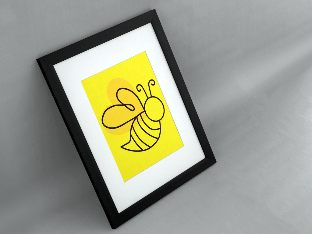 Bumble Bee Line Art Print minimalist drawing - Woolly Mammoth Media