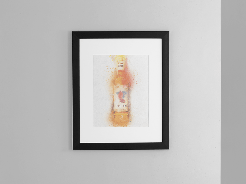 Captain Spiced Rum Bottle Modern Wall Art Print freeshipping - Woolly Mammoth Media