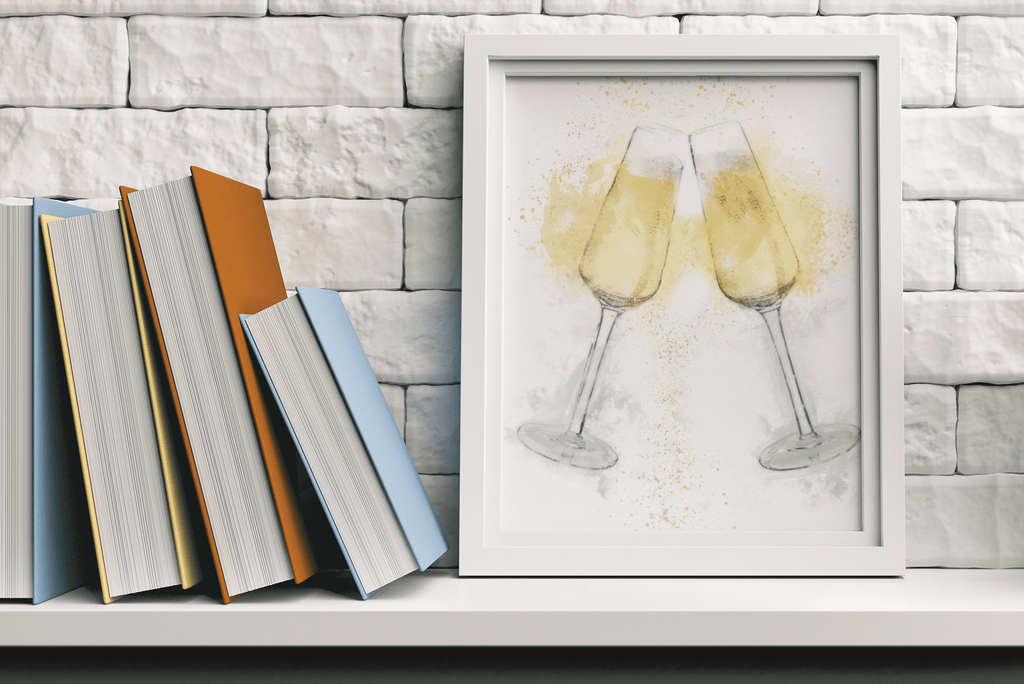 Champagne Flutes Wall Art Print freeshipping - Woolly Mammoth Media