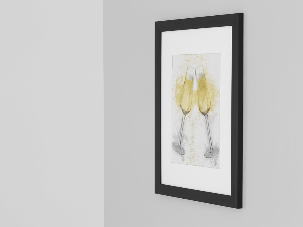 Champagne Flutes Wall Art Print Modern alcohol and drinks wall art