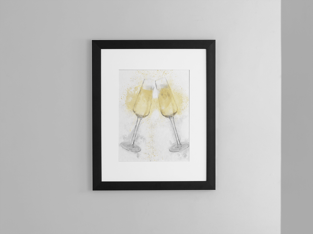 Champagne Flutes Large Wall Art Print Modern alcohol and drinks wall art
