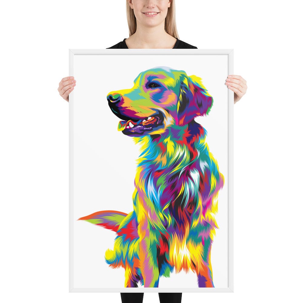 Woolly Mammoth Media Dogs 36x24″ White Framed Print Golden Retriever Dog Art Print