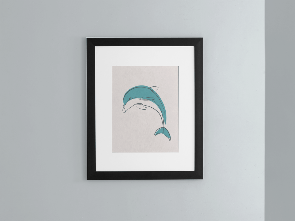 Dolphin Minimalist Wall Art Print freeshipping - Woolly Mammoth Media