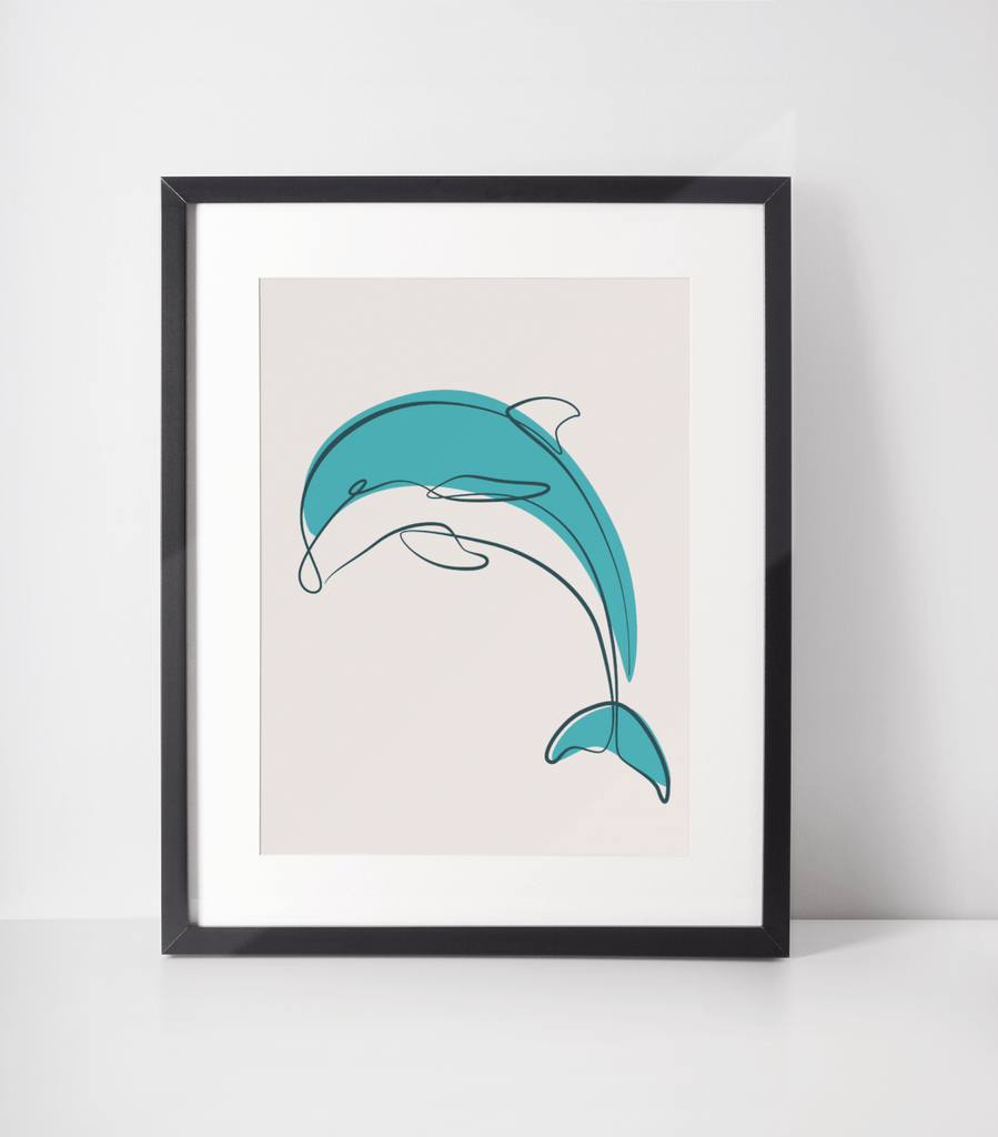 Dolphin Minimalist Wall Art Print freeshipping - Woolly Mammoth Media