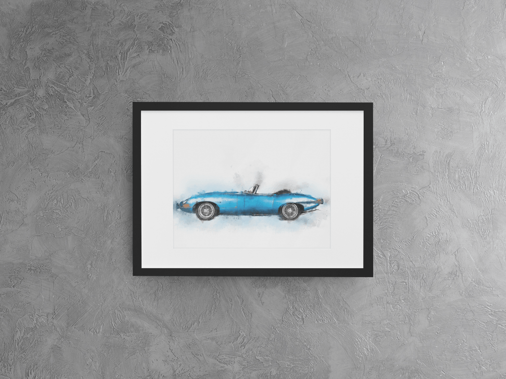 E-type classic class car wall art print freeshipping - Woolly Mammoth Media