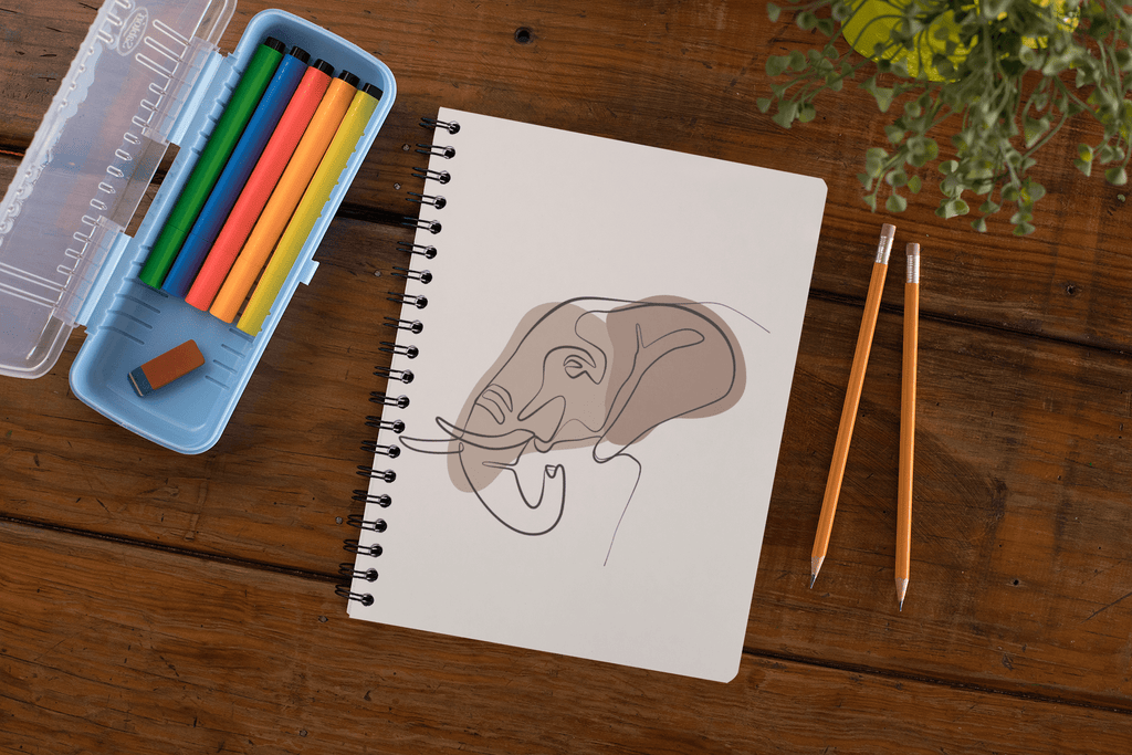 Elephant minimalist art spiral Notebook freeshipping - Woolly Mammoth Media