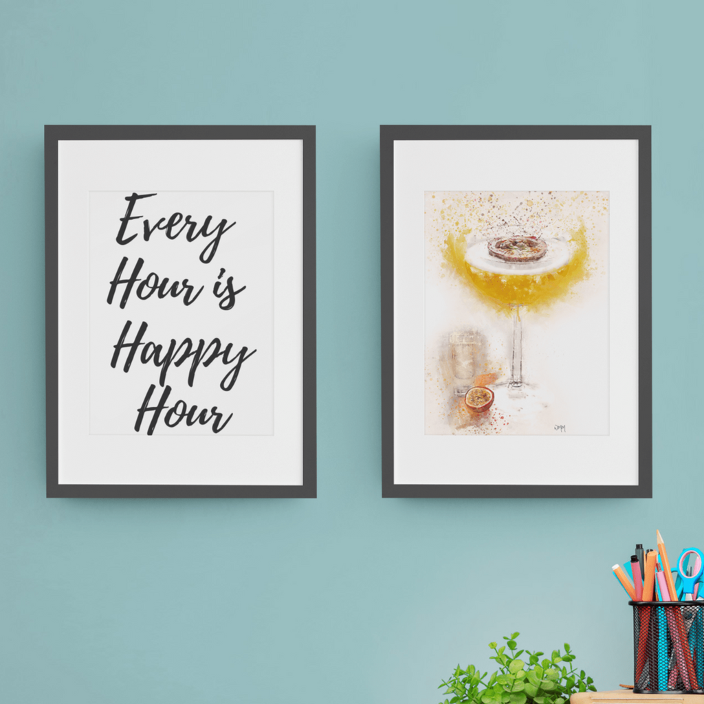 Every Hour is Happy Hour set of 2 wall art prints freeshipping - Woolly Mammoth Media