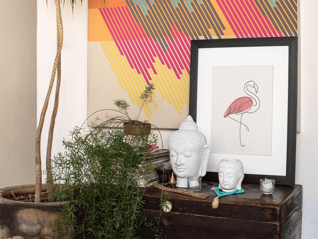 Flamingo Line Art Print freeshipping - Woolly Mammoth Media