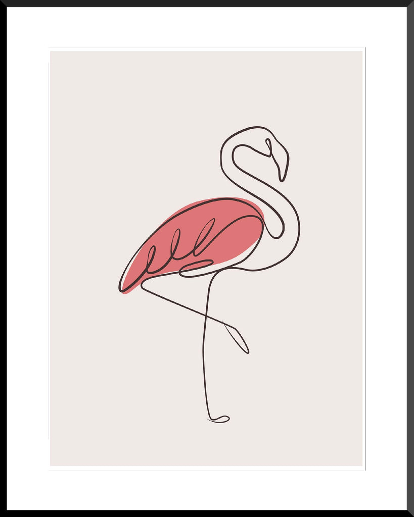 Flamingo Line Art Print freeshipping - Woolly Mammoth Media
