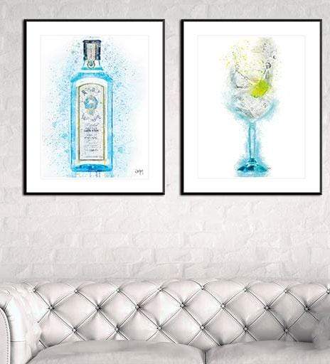 Gin and Tonic Glass Splatter wall art print freeshipping - Woolly Mammoth Media