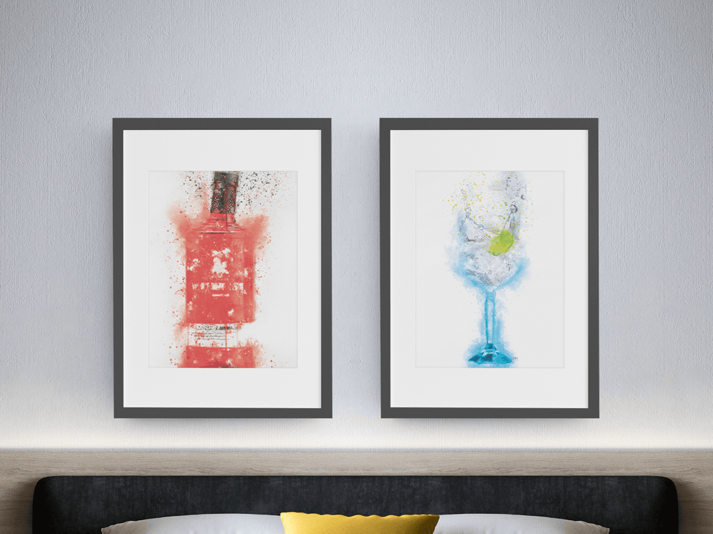 Gin Bottle & Gin Glass Gallery Wall Set of 2 Prints freeshipping - Woolly Mammoth Media