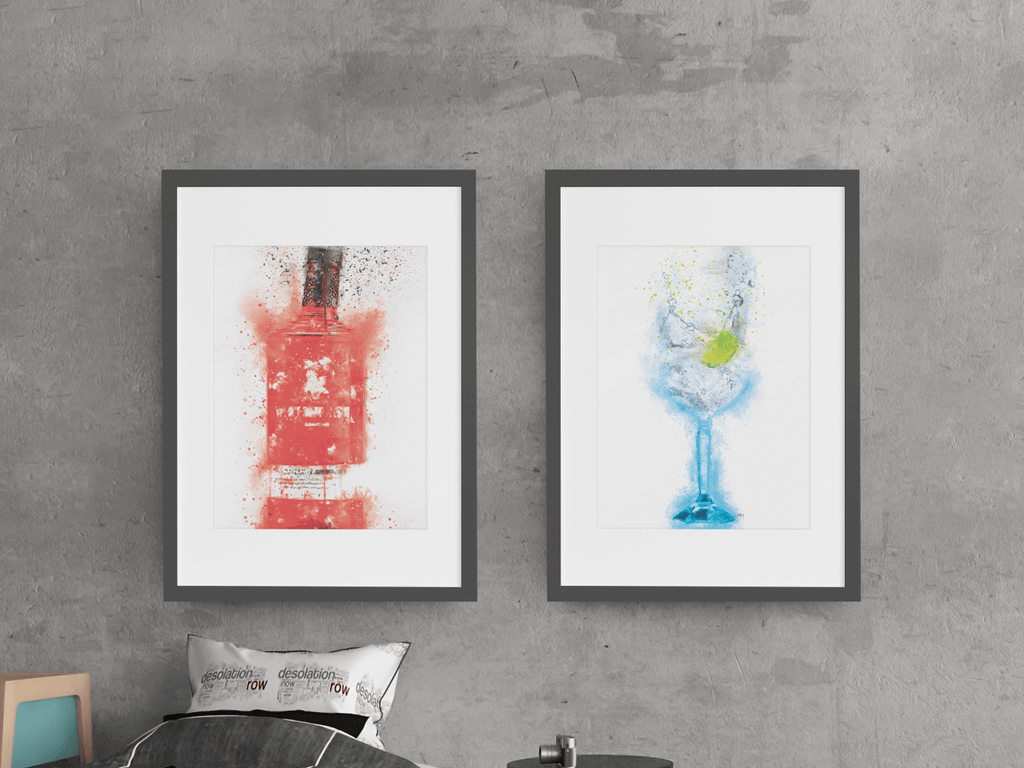 Gin Bottle & Gin Glass Gallery Wall Set of 2 Prints freeshipping - Woolly Mammoth Media